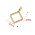 Golden square hollow stainless steel pendant charms in 28mm and 32mm sizes - Square / Gold