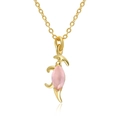 Dettaglio della collana placcata oro 18K con ciondolo di pietra preziosa rosa - Stile Goccia d'Arte Rosa (XL00305)