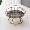 Nordic gold metal wire fruit basket with black marble base and size measurements - 23cm / Small Black Gold (Glass Base)