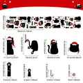 Size guide for Christmas black cat wall stickers featuring 45 pieces across two 30x90cm sheets - Black Cat Christmas Theme-45pcs Set / 90*30cm*2 Sheets