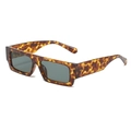 Retro-Rechteck-Sonnenbrille mit Rahmen im Leopardenmuster und dunkelgrauen Gläsern - Leopard Rahmen Graue Gläser