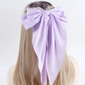 Large lavender purple satin bow hair clip with vintage silk texture for women - Scarf Bow / Purple