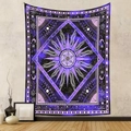 Bohemian tarot sun and moon phase wall tapestry for mystical bedroom wall decoration - 73X95CM/Brushed Fabric / GT230239 Purple Black Starry