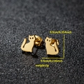 Minimalist golden stainless steel cat silhouette stud earrings for women with dimensions - 036 Cat / Gold