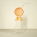 Portable pet water bottle in cream and orange with a foldable bowl and hanging rope - Travel Cup / Yellow