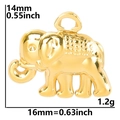 Vista dettagliata di un ciondolo a elefante dorato con dimensioni 14mm altezza e 16mm - Solo Ciondolo / Oro (Solo Ciondolo)