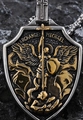 Collana con ciondolo scudo Arcangelo Michele in tonalità argento e oro - Stile Scudo Bicolore Arcangelo Michele (A0707-2)