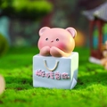 Pink Capybara figurine in blue shopping bag resin car dashboard ornament decor - Hot Sale Decoration Series / Pink Bear in Blue Bag