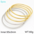 5-piece set of 18K gold and silver plated multilayer bangles with 65mm inner diameter - 65*3mm (Set of 5) / 2 Steel + 3 Gold