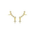 Elegant s925 silver gold-plated wave stud earrings with sparkling cubic zirconia accents - 925 Silver / 18K Gold (White Zirconia)