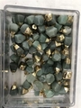 Natural faceted green raw stone pendant with gold metal cap in bulk storage box - Green Aventurine