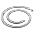 Polished silver stainless steel flat snake chain necklace with secure lobster clasp - 8mm / Steel