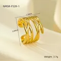 Detailed view of 18K gold layered wavy ring showing size 2.04cm and weight 3.7g - Multi-layer Intertwined Wave