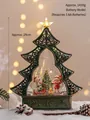 Green Christmas tree snow globe with rotating music, kids scene, and LED lighting, 29cm - Christmas Kids (Christmas Tree)