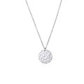 Collier minimaliste argenté avec pendentif rond martelé et chaîne fine géométrique - Collier 42+8CM Pendentif 15*15MM / Couleur Acier