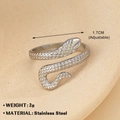 Silver stainless steel snake ring with textured scales and adjustable open design - Silver Ring 244