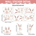 Detail of 6 sheets Easter bunny window stickers showing layout and various pattern sizes - 20pcs Cartoon Easter Rabbits (UV26Y80154S_T)