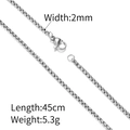Collana a catena box in acciaio inossidabile argento 2mm, lunghezza 45cm variante - Catena a Perle Quadrate (Argento 45cm) / Larghezza 2mm