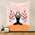 Bohemian tapestry featuring a meditating woman with sun, moon phases, and star elements - GT702-4 (Zen Meditation Goddess)