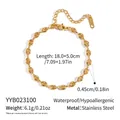Golden coffee bean chain bracelet in stainless steel with 18K gold plating finish - Gold Coffee Bean Chain Style (YYB023100)