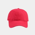 Detailed view of red cotton baseball cap featuring 6-panel structure and breathable eyelets - Adjustable / Red