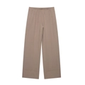Pantaloni estivi donna in misto lino a gamba larga color marrone con vita elastica - Taglia S / Pantaloni e gonne