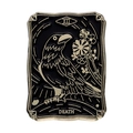 Vintage XIII Tod Tarot-Emaille-Pin mit goldenem Rabe-Design auf schwarzem Hintergrund - Sensenmann
