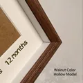 Walnut wood baby growth photo frame with 12 months display and hollow design - Walnut Color Hollow Style