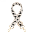 Detail of adjustable rhombus pattern strap with gold-tone metal lobster clasps - A-10 Khaki Black White Diamond