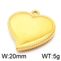 Golden heart pendant charm with beaded edge detail, 20mm wide for jewelry making - Gold (KLJ5888-Z)