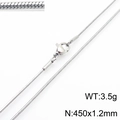 Ασημί γυαλιστερό κολιέ αλυσίδα φίδι 450mm x 1.2mm με κλείσιμο καβουράκι - Χρώμα Ατσαλιού 450mmx1.2mm(KN287815-Z)