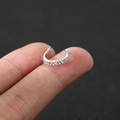 Silver-plated U-shaped ear cuff featuring channel-set sparkling rectangular zircons - 3# / Silver