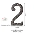 Vintage brown cast iron house number 2 with rustic finish and mounting screws - Number 2 / Brown Rust