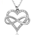 Silver necklace pendant featuring a heart and infinity design with cubic zirconia - White Gold Xl-1