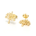 Boucles d'oreilles Arbre de Vie dorées en acier inoxydable avec fermoir poussette - Forme d'Arbre de Vie Dorée (KE86564-K)