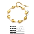 Golden stainless steel teardrop link bracelet with minimalist geometric design - Flat Teardrop