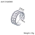Vue détaillée d'une bague chaîne argentée montrant la largeur 0.8cm et le diamètre 1.8cm - AJ41316 Ovale Creux / Argenté