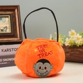 Halloween trick or treat pumpkin bag with vampire embroidery and plush texture - Trickster Vampire