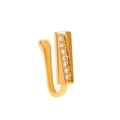 Gold plated non-piercing nose clip with shimmering cubic zirconia leaf pattern - Rectangular CZ Row (M-262) / Gold
