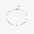 Elegant S925 sterling silver chain bracelet with five round clear zircon stones - 925 Silver / Platinum