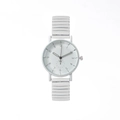 Orologio al quarzo bianco minimalista con cinturino elastico e quadrante numerico - Bianco