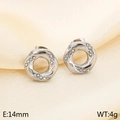 Silver geometric twisted hoop earrings with pave diamonds on silk background - Style L Steel Color (KE116537-GC)