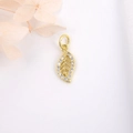 Mini pendentif feuille en cuivre doré avec zircons pour la création de bijoux DIY - Doré