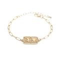 Bracciale a catena regolabile placcato oro con ciondolo a stella e luna in zirconi - Luna & Stella / Oro