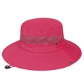Fuchsia outdoor sun hat with wide brim, breathable mesh, and adjustable chin strap - Adjustable / Rose Red