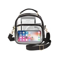 Clear PVC crossbody bag with black trim showing large capacity and internal items - 50 Silk Thickened Version / Black