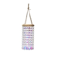 Hanging crystal wind chime with wooden ring and iridescent teardrop prisms for garden decor - Waterdrop-Iridescent