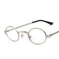 Vintage small oval silver metal sunglasses frame with black temple tips and silicone pads - Silver Frame Clear Lens