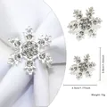 Silver snowflake napkin ring with sparkling rhinestones showing 4.5cm dimensions - Silver Snowflake (16 Silver)