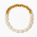 Baroque freshwater pearl and gold bead bracelet with OT clasp in a modern layered style - Gold Natural Freshwater Pearl Splicing Bracelet (B287)